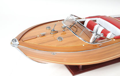 15" Solid Wood Hand Painted Riva Aquarama Speedboat Exclusive Display Case Edition Model Boat