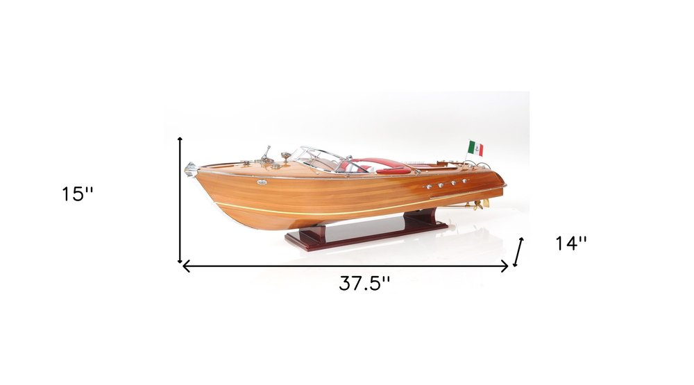 15" Solid Wood Hand Painted Riva Aquarama Speedboat Exclusive Display Case Edition Model Boat