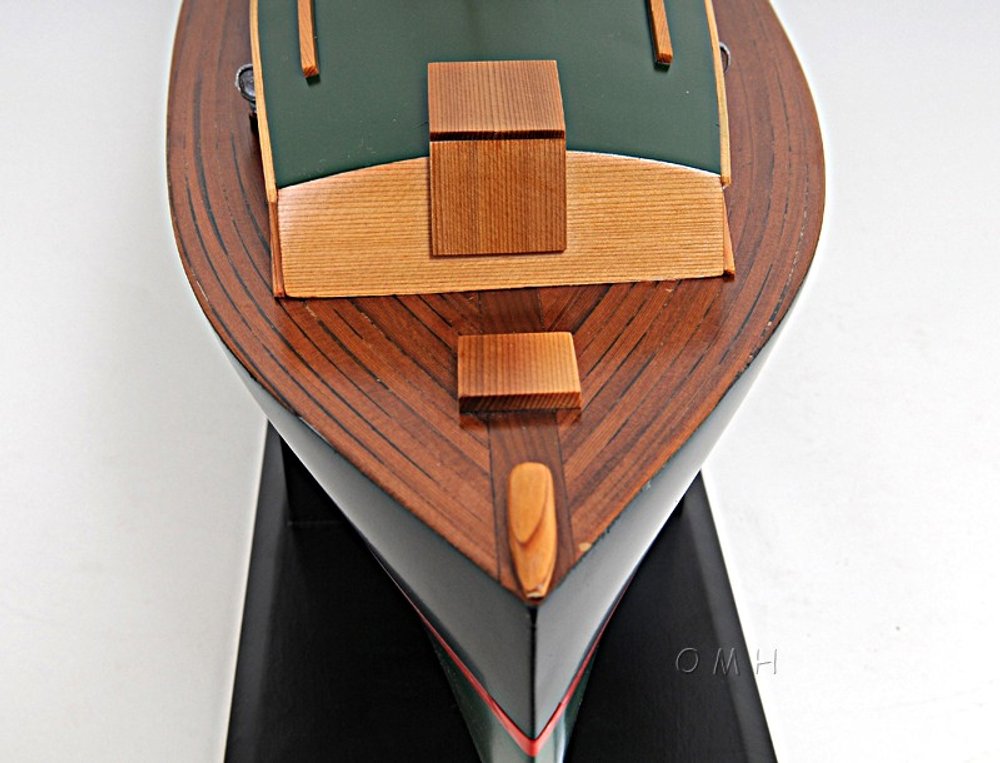15" Black and Green Solid Wood Hand Painted 1934 Hemingway Pilar Fishing Boat Model Boat