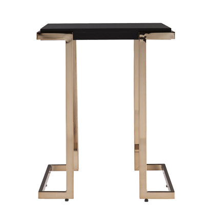 24" Black Geometric Metal Square End Table