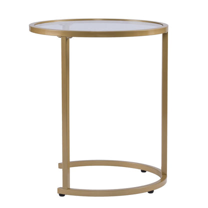 Set of Two Gold Glass And Steel Round Nested Tables