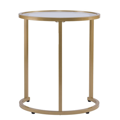 Set of Two Gold Glass And Steel Round Nested Tables