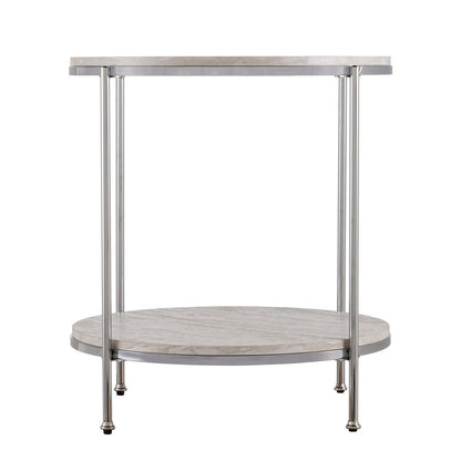24" Chrome Manufactured Wood And Iron Rectangular End Table With Shelf