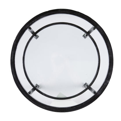24" Black Glass And Iron Round End Table