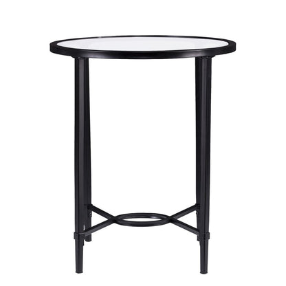 25" Black And Clear Glass Oval End Table