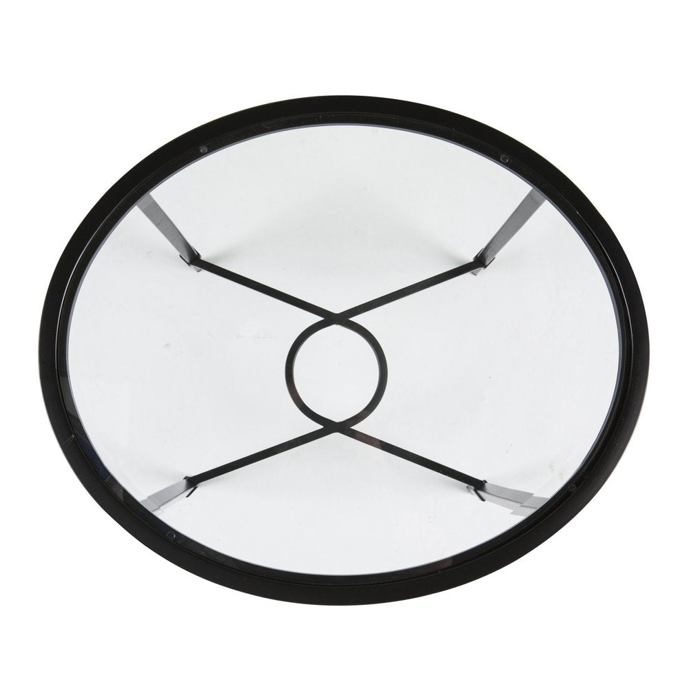 25" Black And Clear Glass Oval End Table