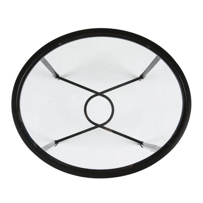 25" Black And Clear Glass Oval End Table
