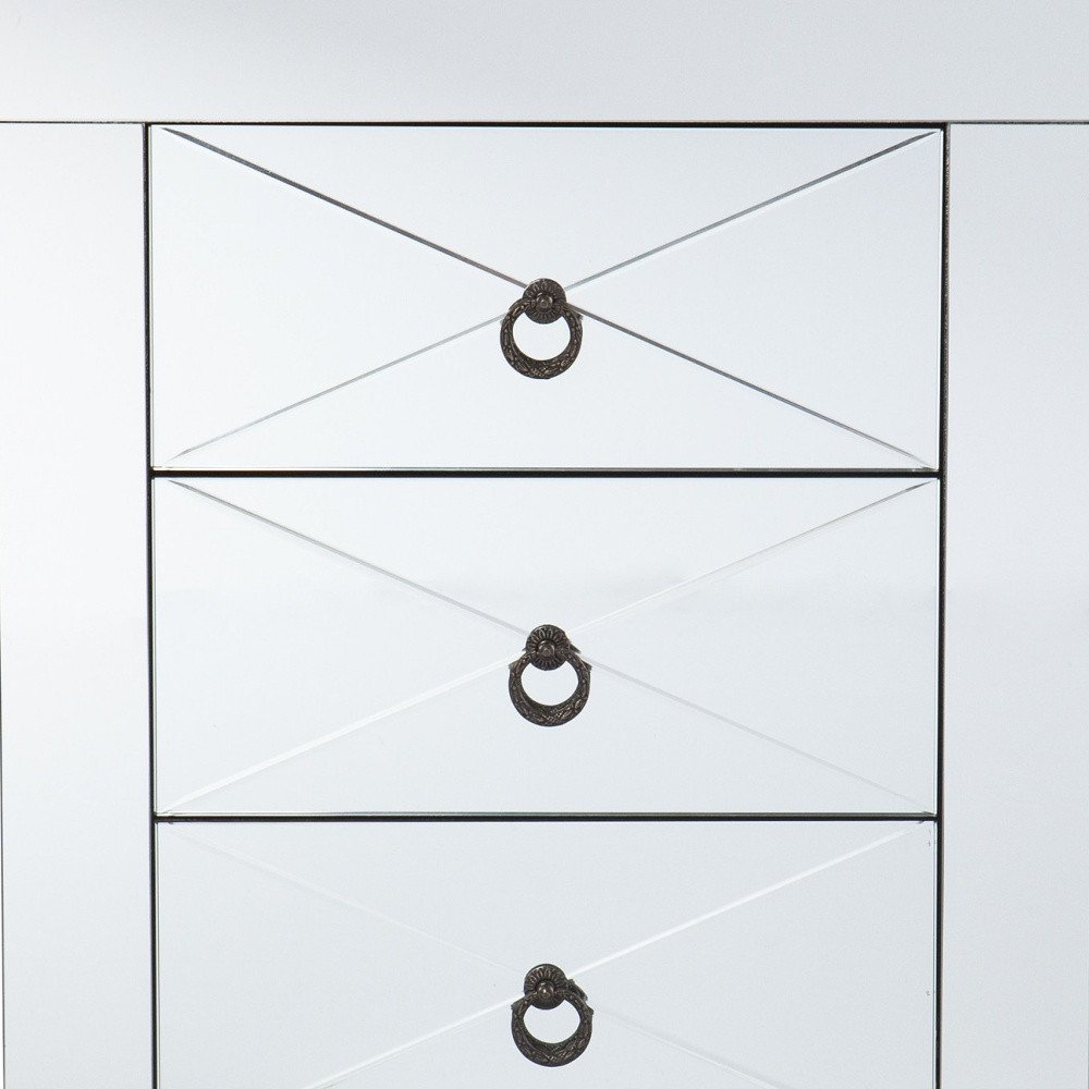 26" Silver Wood And Iron End Table With Three Drawers