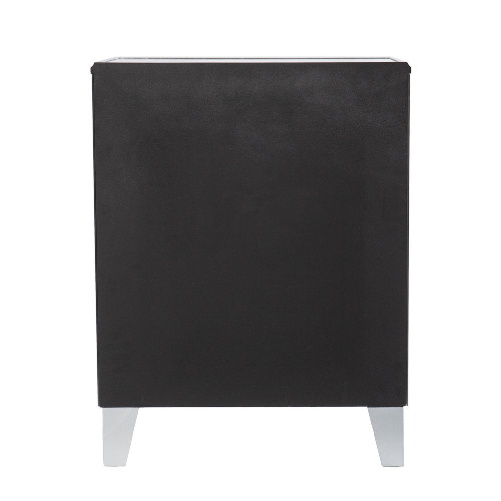 26" Silver Wood And Iron End Table With Three Drawers