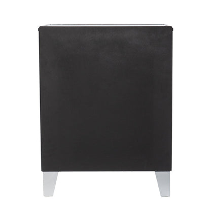 26" Silver Wood And Iron End Table With Three Drawers