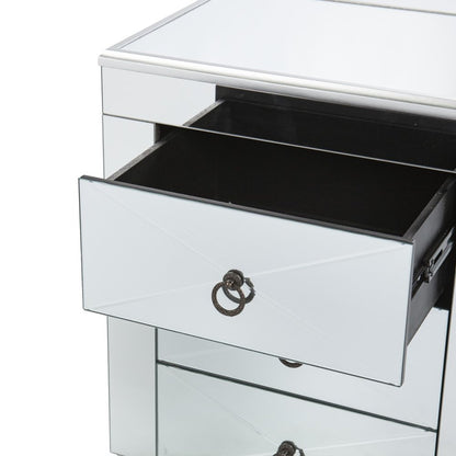 26" Silver Wood And Iron End Table With Three Drawers