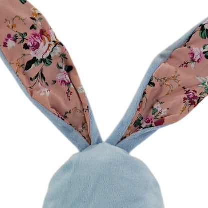 16" Blue And Pink Fabric Boho Bunny Ears Gnome
