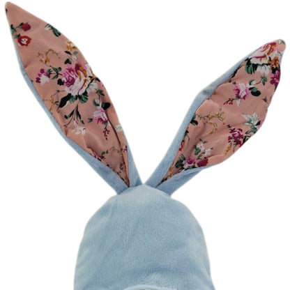16" Blue And Pink Fabric Boho Bunny Ears Gnome