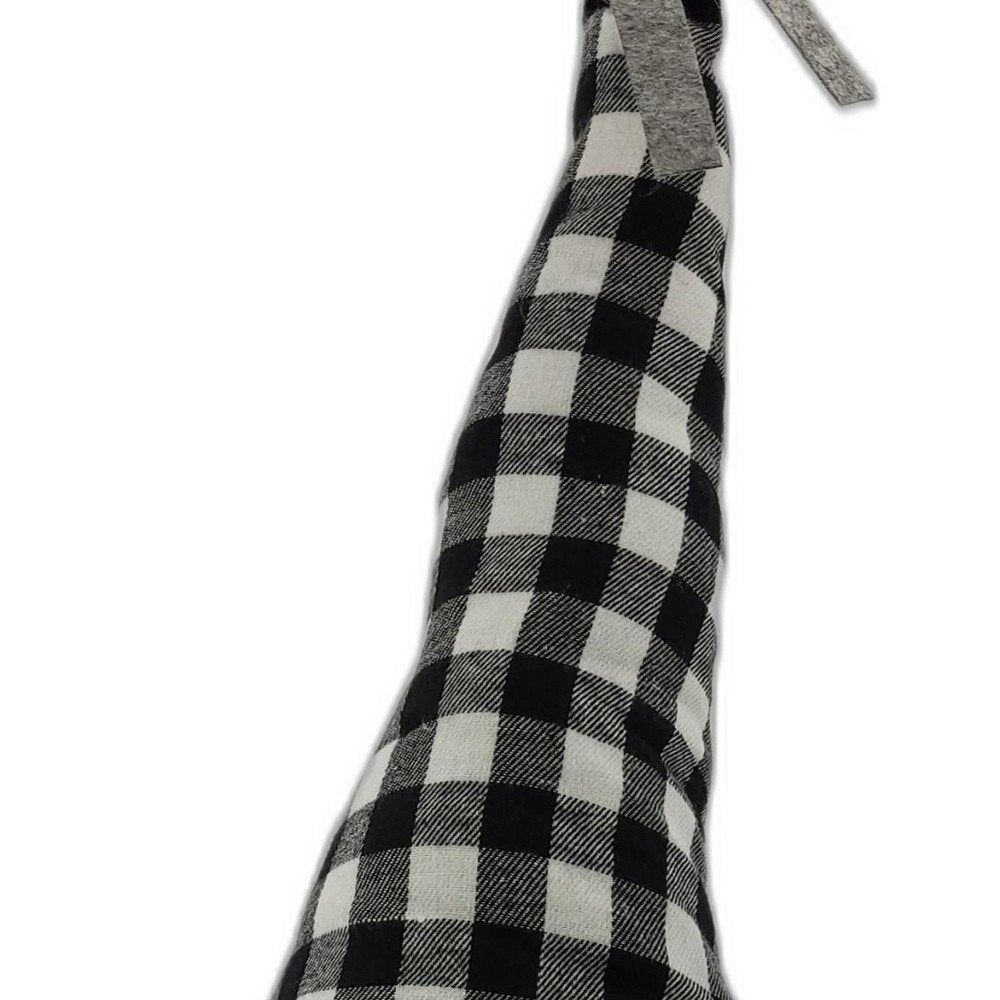 27" Black and White Buffalo Plaid Standing Gnome