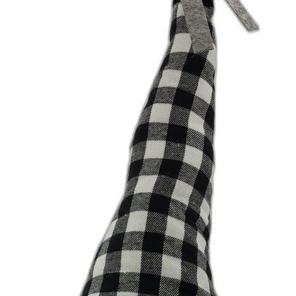 27" Black and White Buffalo Plaid Standing Gnome