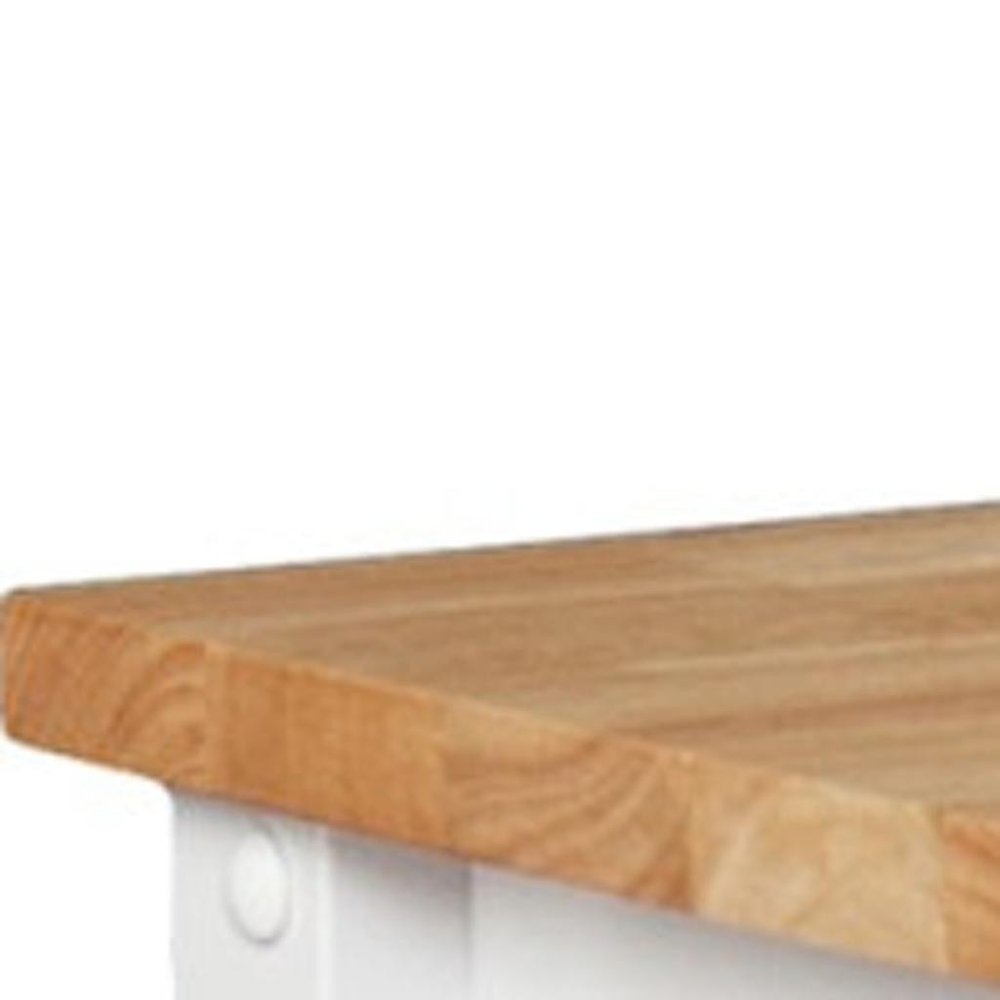 42" Natural and White Butcher Block and Iron Rolling Kitchen Cart With Storage