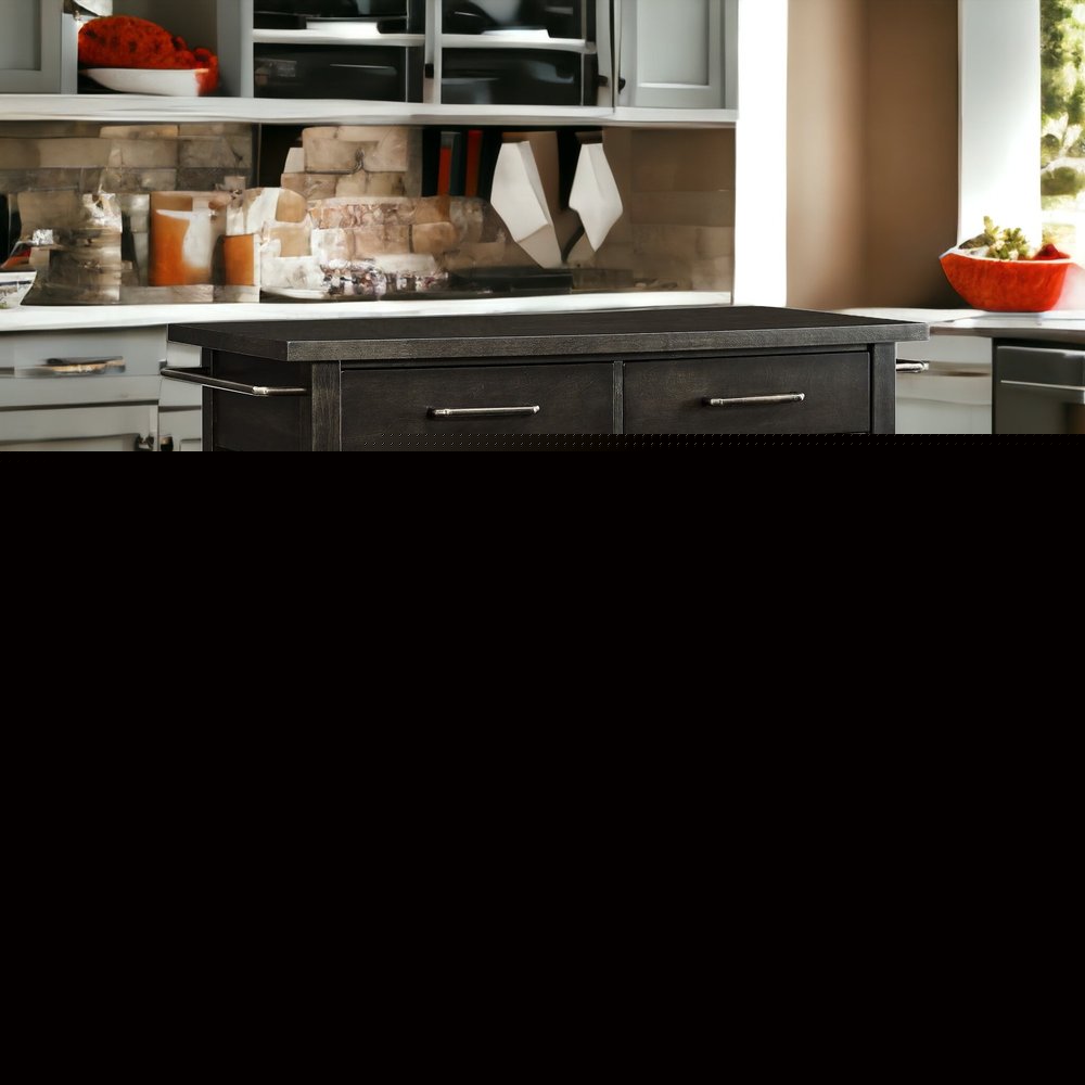 Brown 51" Rolling Kitchen Island With Storage