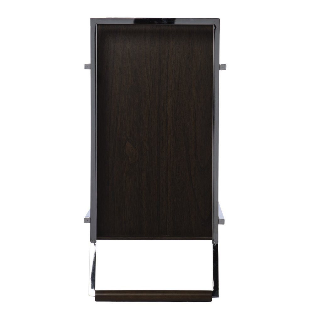 34" Brown And Silver Iron and Wood Rolling Bar Cart