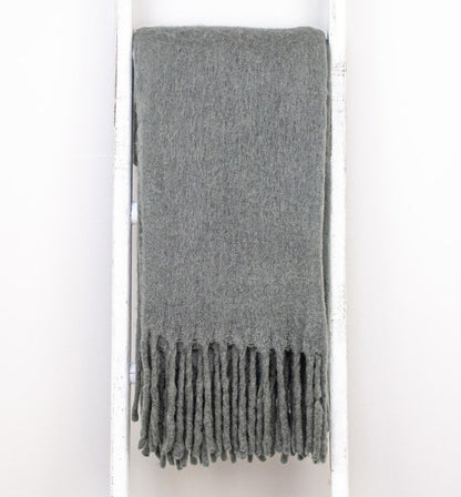 Super Soft Gray Soft Solid Color Handloomed Throw Blanket