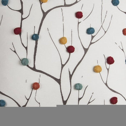 20" White And Black Coral Indoor Outdoor Throw Pillow With Pompoms