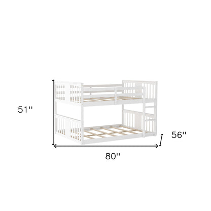 White Classic Full Over Full Bunk Bed with Ladder