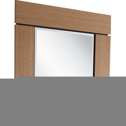 35" Brown Square Accent Wood Mirror