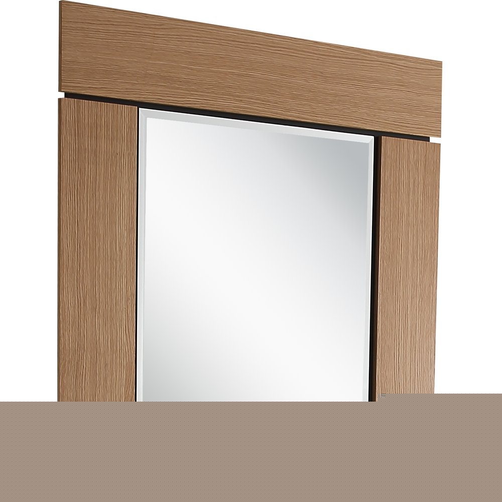 35" Brown Square Accent Wood Mirror