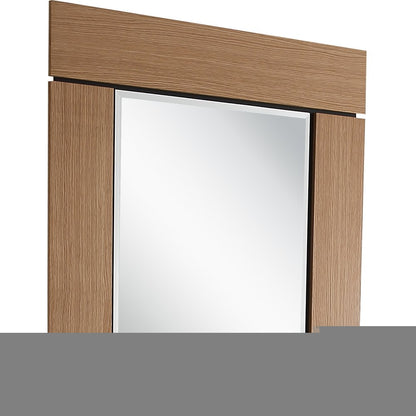35" Brown Square Accent Wood Mirror