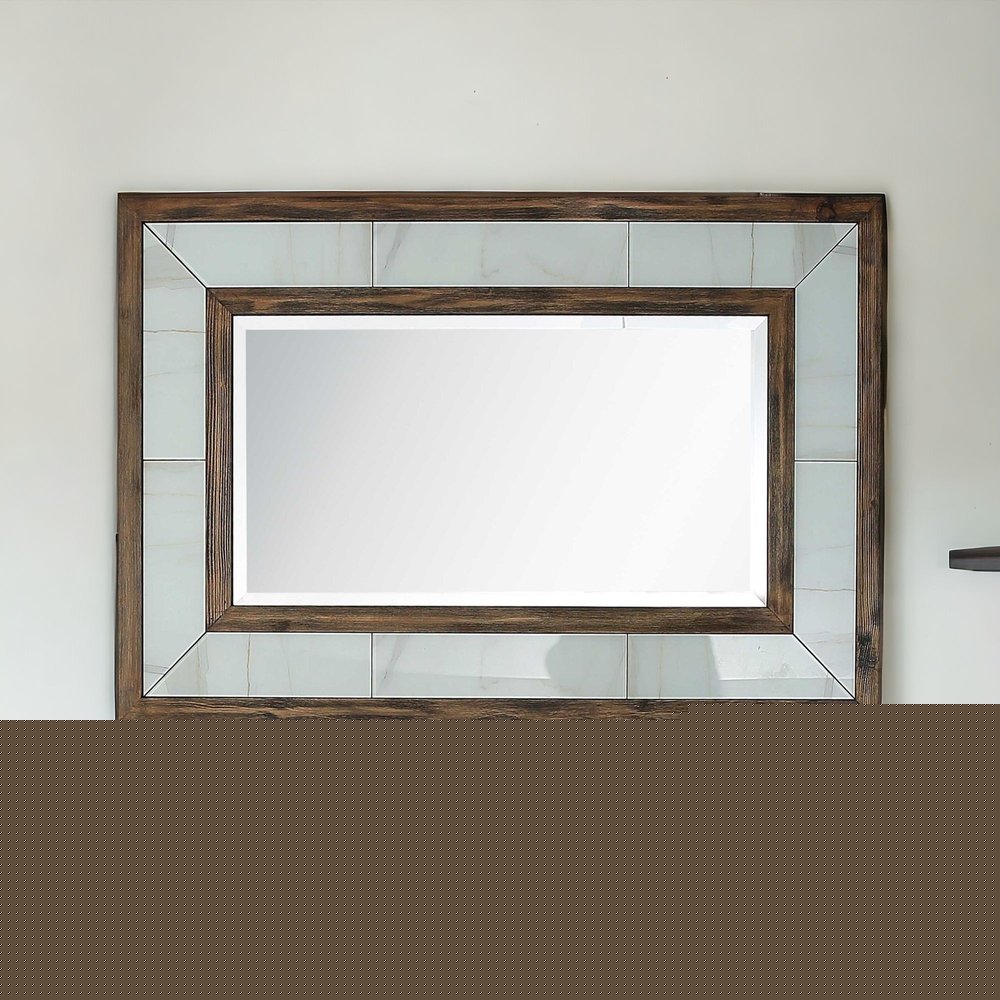 32" Brown Wood Framed Accent Mirror