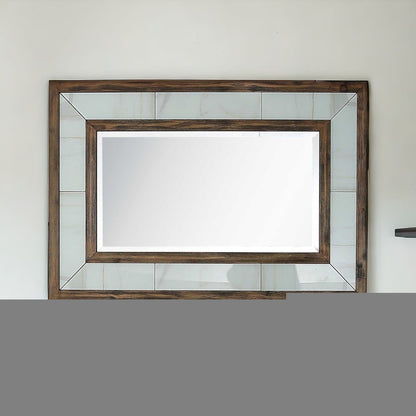 32" Brown Wood Framed Accent Mirror