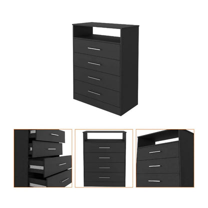 31" Black Four Drawer Vertical Dresser