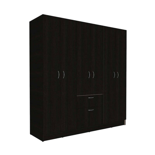 71" Black And White Wood Six Door Single Drawer Combo Dresser