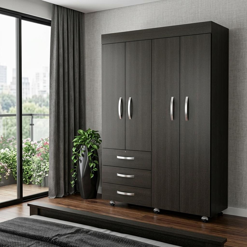 68" Wood Three Drawer Combo Dresser