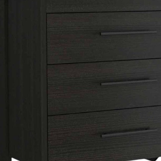 59" Black Wood Six Drawer Double Dresser
