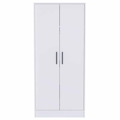 71" White Wood Two Door Single Drawer Combo Dresser