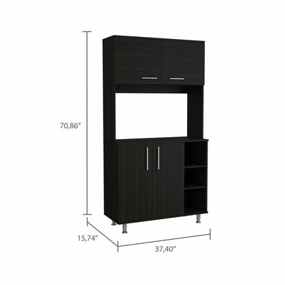 71" Black Wood Pantry Or Storage Closet