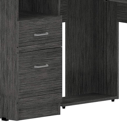 47" Gray L Shape Computer Desk With Two Drawers