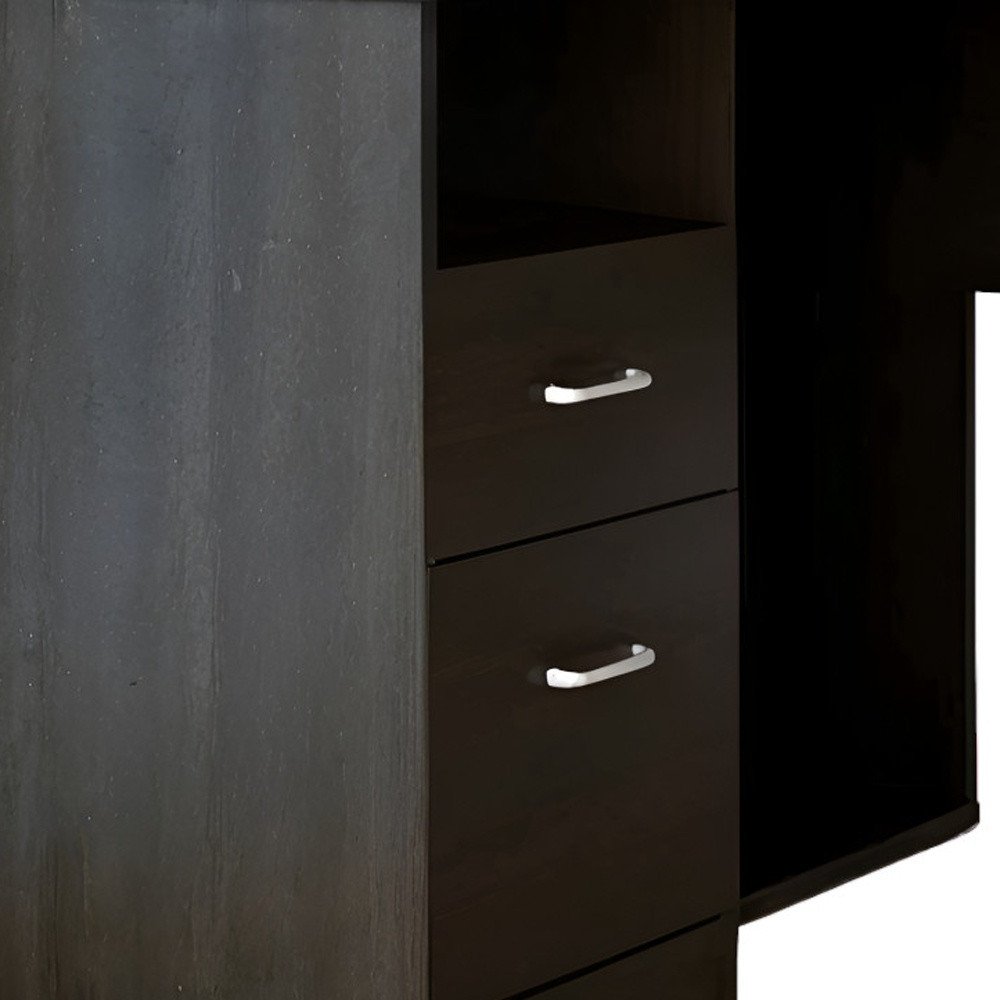 47" Black L Shape Computer Desk With Two Drawers