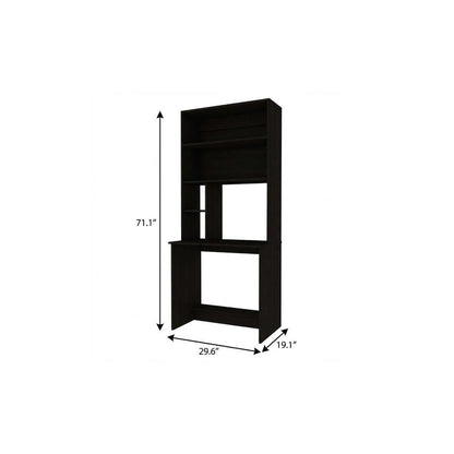 30" Black Computer Desk With Hutch