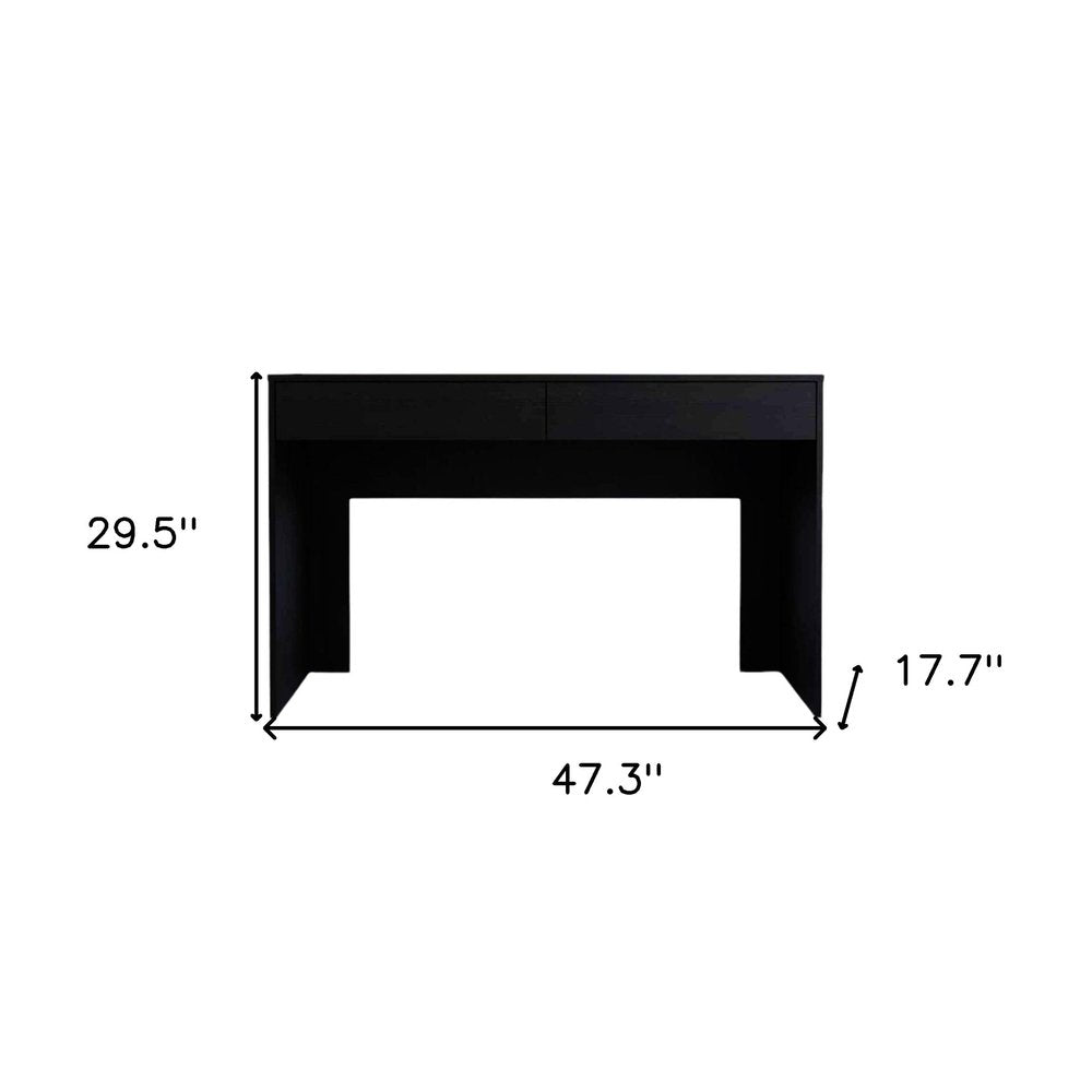 47" Black Computer Desk with Two Drawers