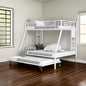 White Twin Over Full Size Bunk Bed with Trundle