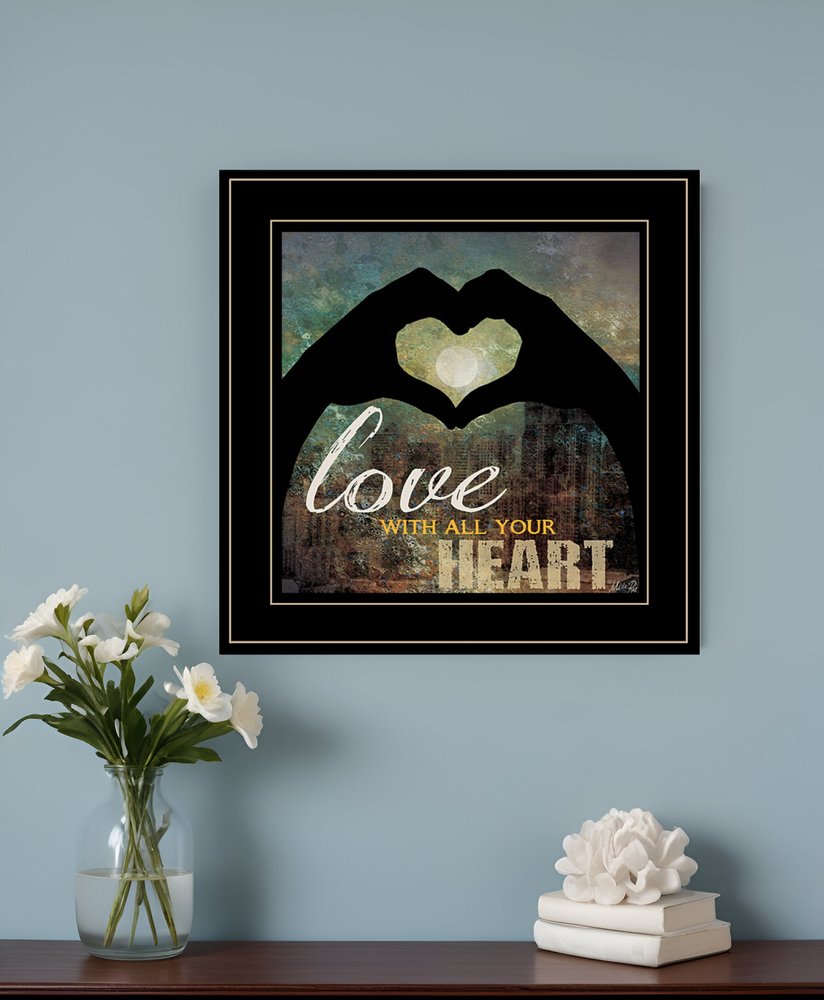 Love with all Your Heart 5 Black Framed Print Wall Art