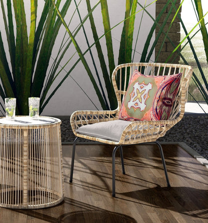 16” Magenta Green Geo Tribal Indoor Outdoor Throw Pillow