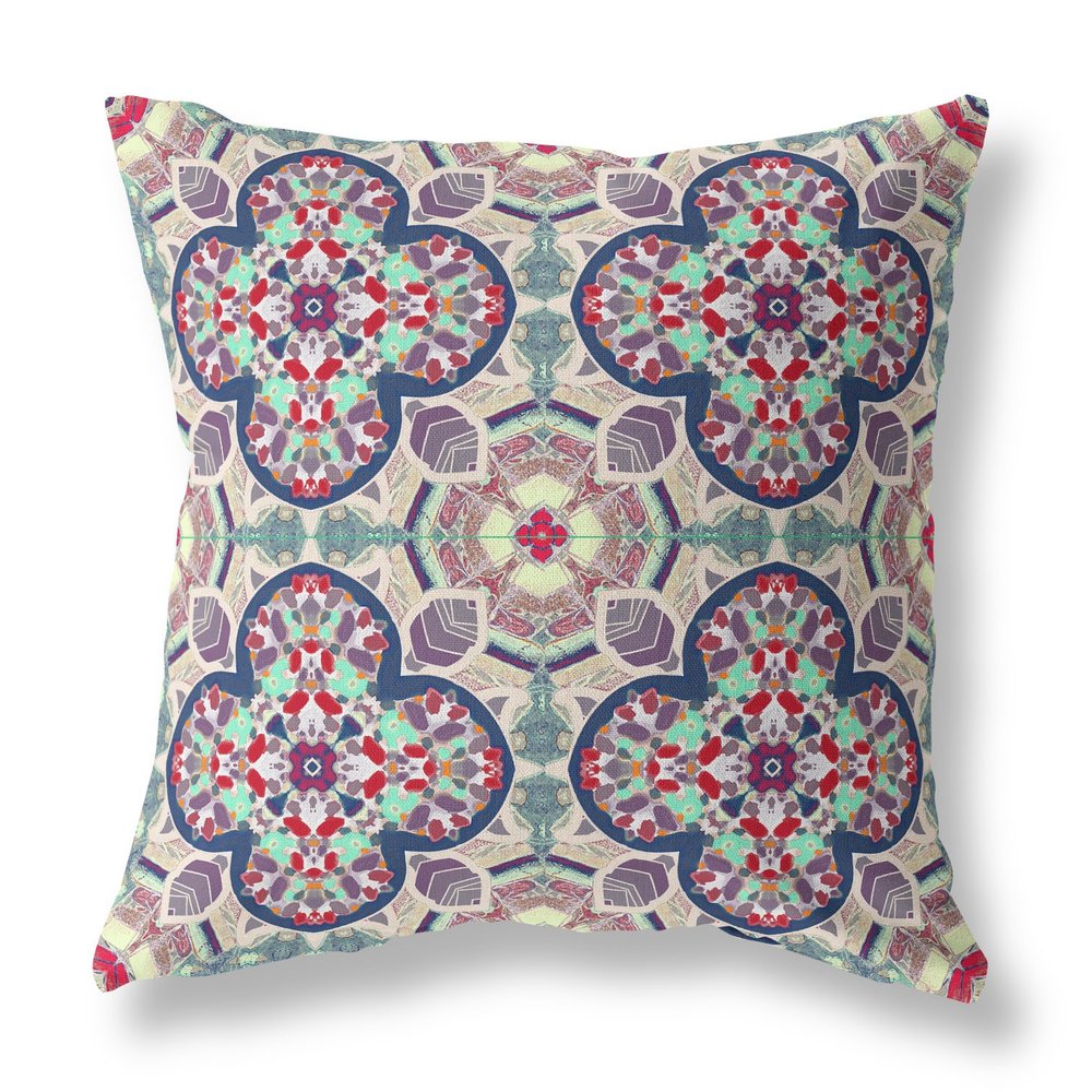 16" X 16" Mauve Geometric Indoor Outdoor Throw Pillow