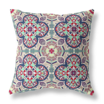 16" X 16" Mauve Geometric Indoor Outdoor Throw Pillow