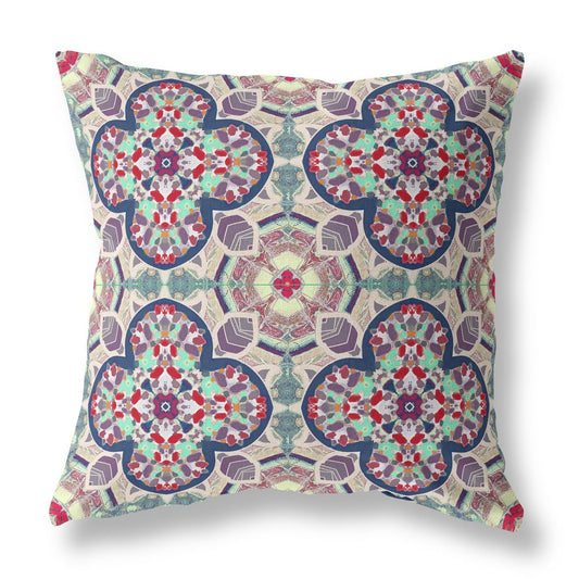 16" X 16" Mauve Geometric Indoor Outdoor Throw Pillow
