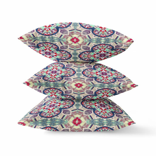 16" X 16" Mauve Geometric Indoor Outdoor Throw Pillow