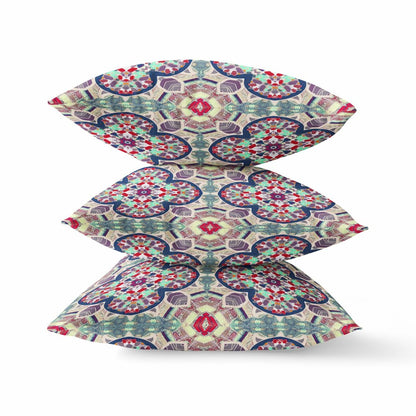 16" X 16" Mauve Geometric Indoor Outdoor Throw Pillow