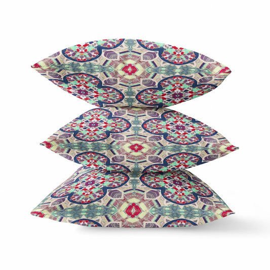 16" X 16" Mauve Geometric Indoor Outdoor Throw Pillow