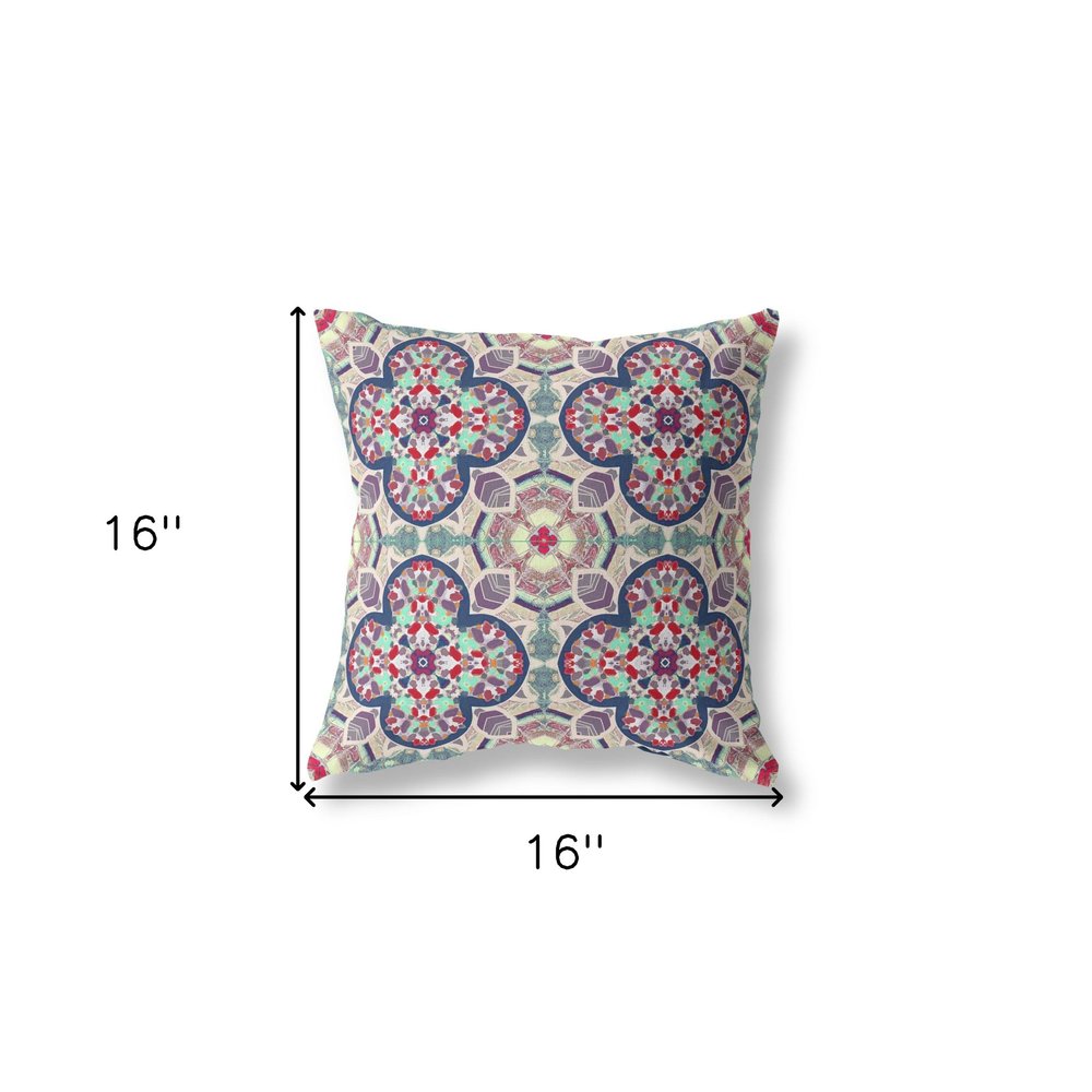 16" X 16" Mauve Geometric Indoor Outdoor Throw Pillow